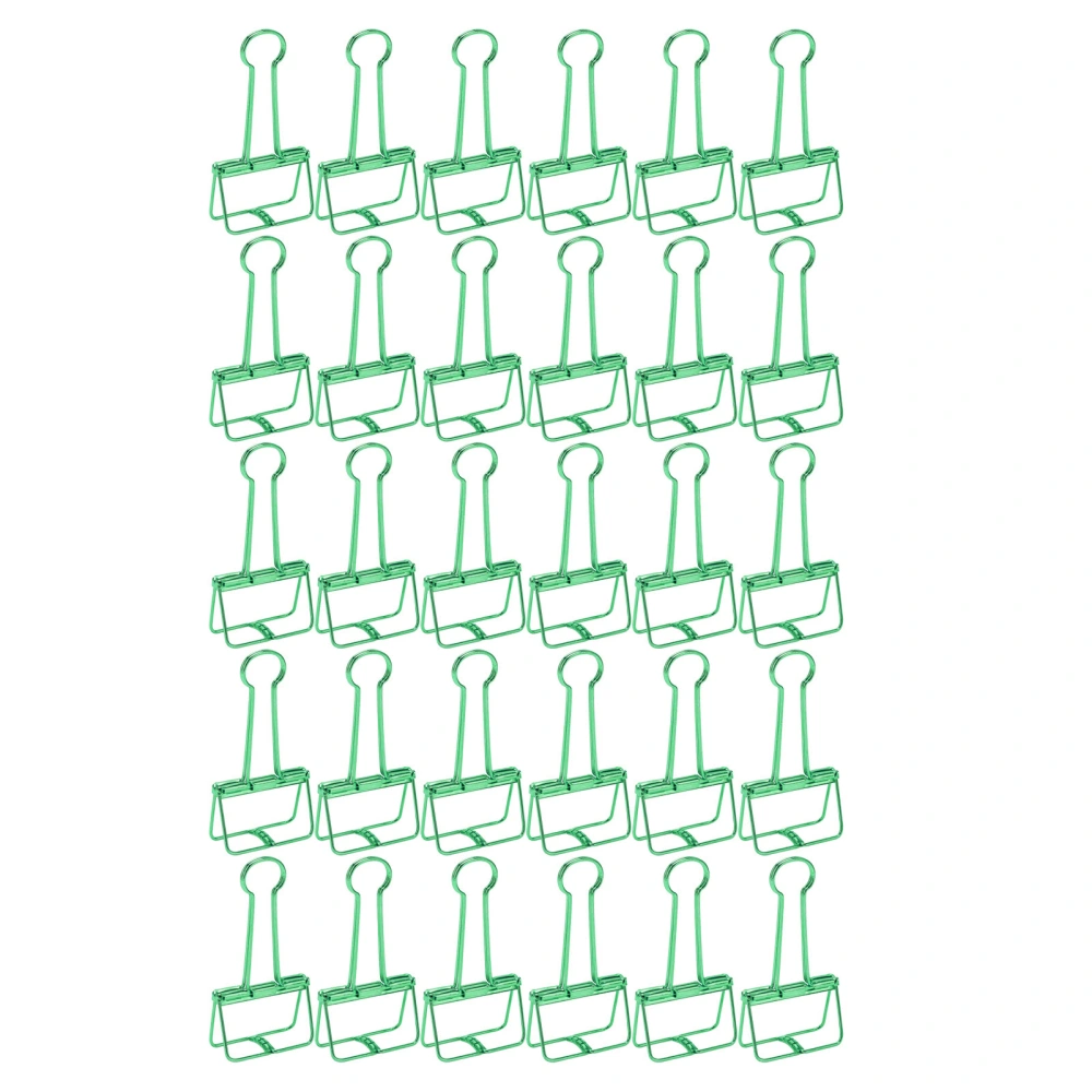 51mm 30pcs Binder Clips Strong Clamping Force Metal Hollow Tail Clips Mini Binder Clips Paper Clamps for Office Document Green