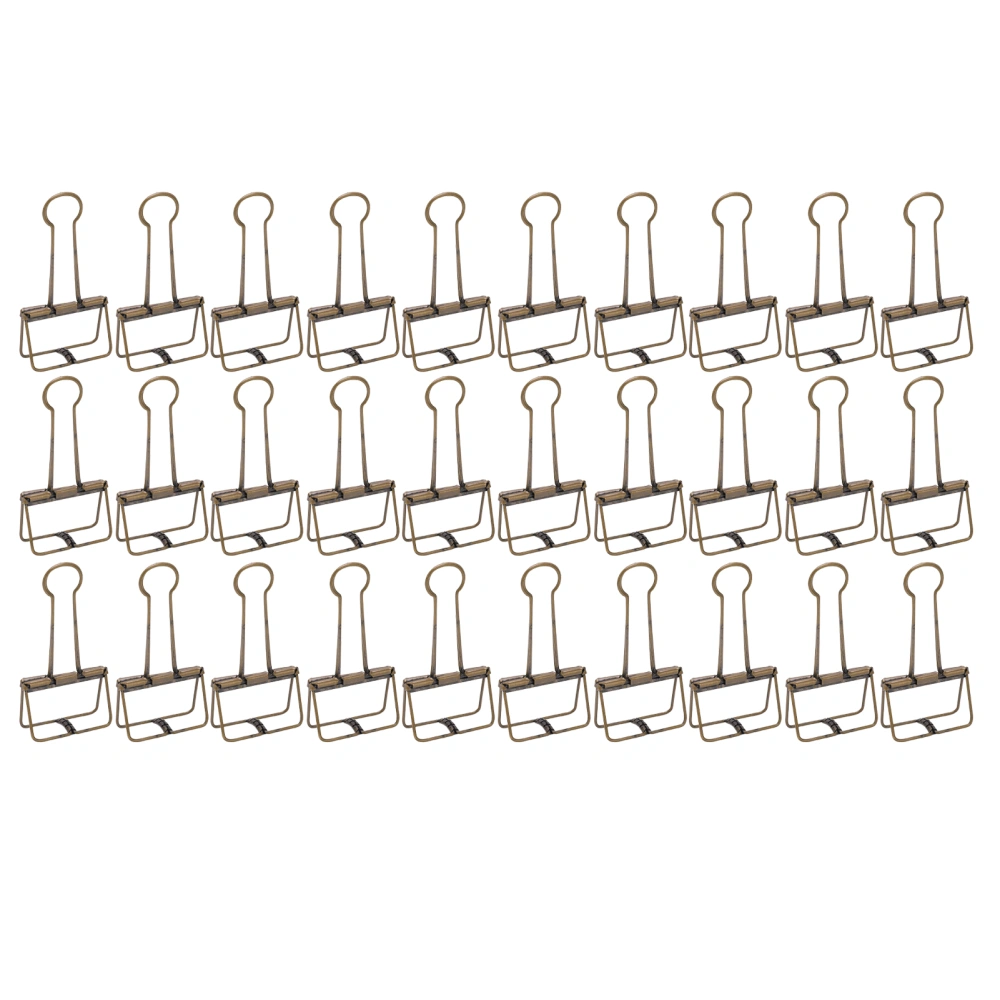 30Pcs Wire Binder Clips 2 Inch Hollow Out Strong Clamping Multi Purpose Small Binder Clips for Notes Tickets Papers Bronze