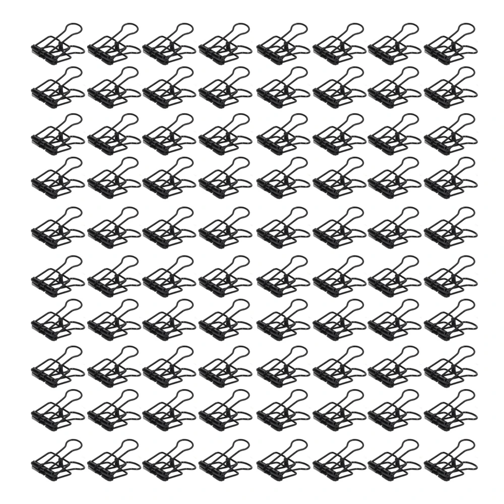 80Pcs Hollow Binder Clips 0.7in Sturdy Metal Hollow Out Strong Clamping Paper Clamps for Home Office Study Black