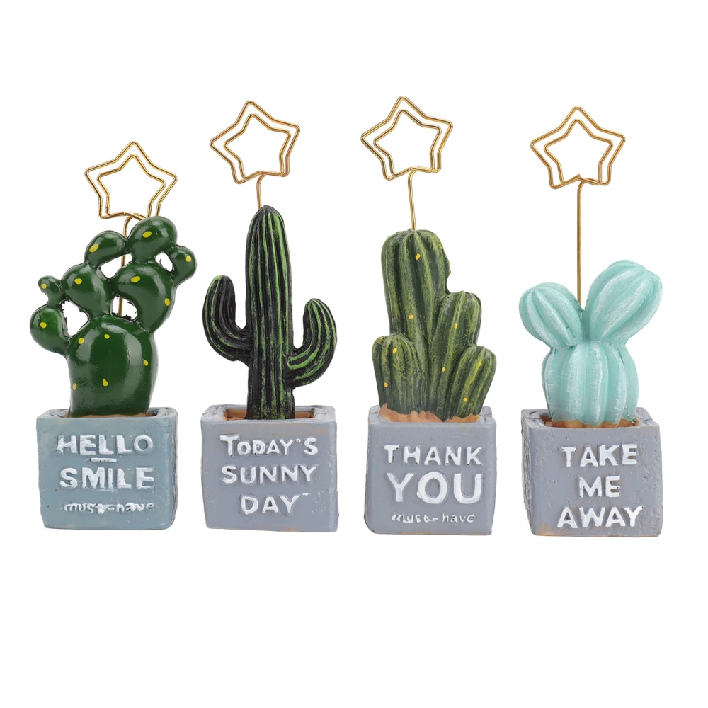 4 Pcs Desk Picture Holder Cartoon Pot Shape Resin Desktop Photo Clip Message Memo Clip Holder Home Office Decoration