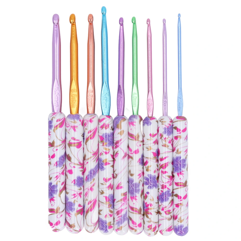 9Pcs Crochet Hook Weaving Knitting Plastic Handle Aluminium Needle 2.5‑6.5MM for Blanket