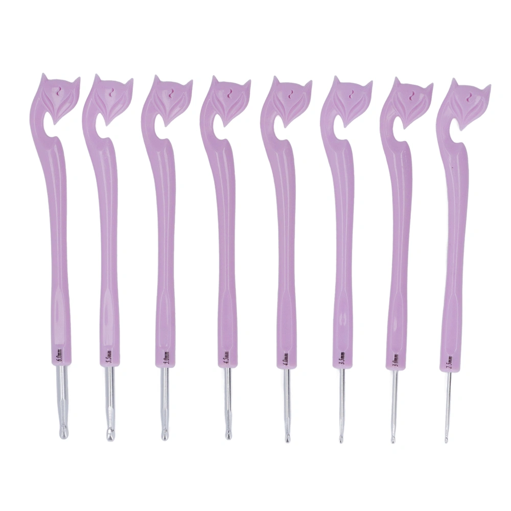 8PCS Aluminum Crochet Hooks Plastic Handle Sweater Needle Home Knitting Tools Multiple Sizes