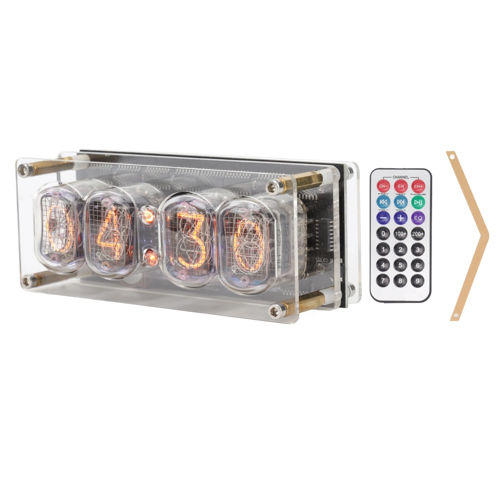 IN12 Glow Tube Clock with Remote Controller Electronic Digital Tube Clock Assembly DIY Ornament