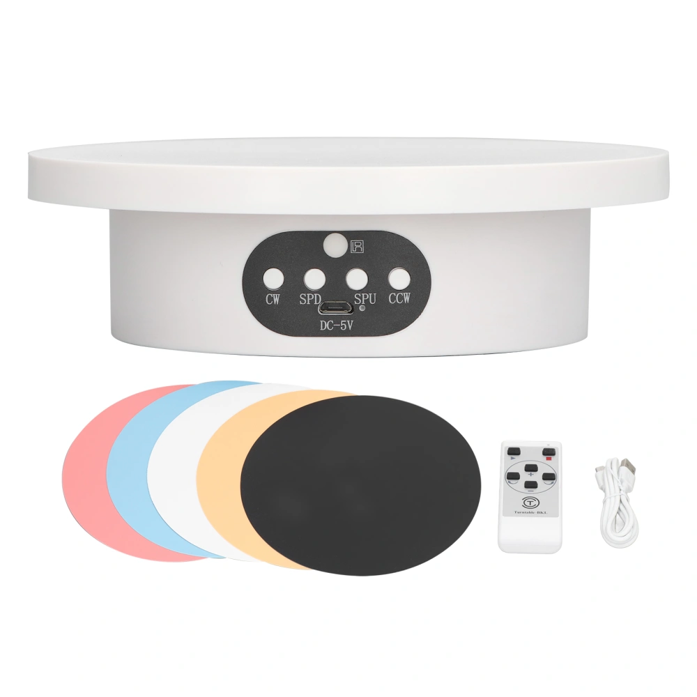 Rotating Display Stand 16cm White Remote Control Low Noise Electric 360 Degree Turntable Display Stand