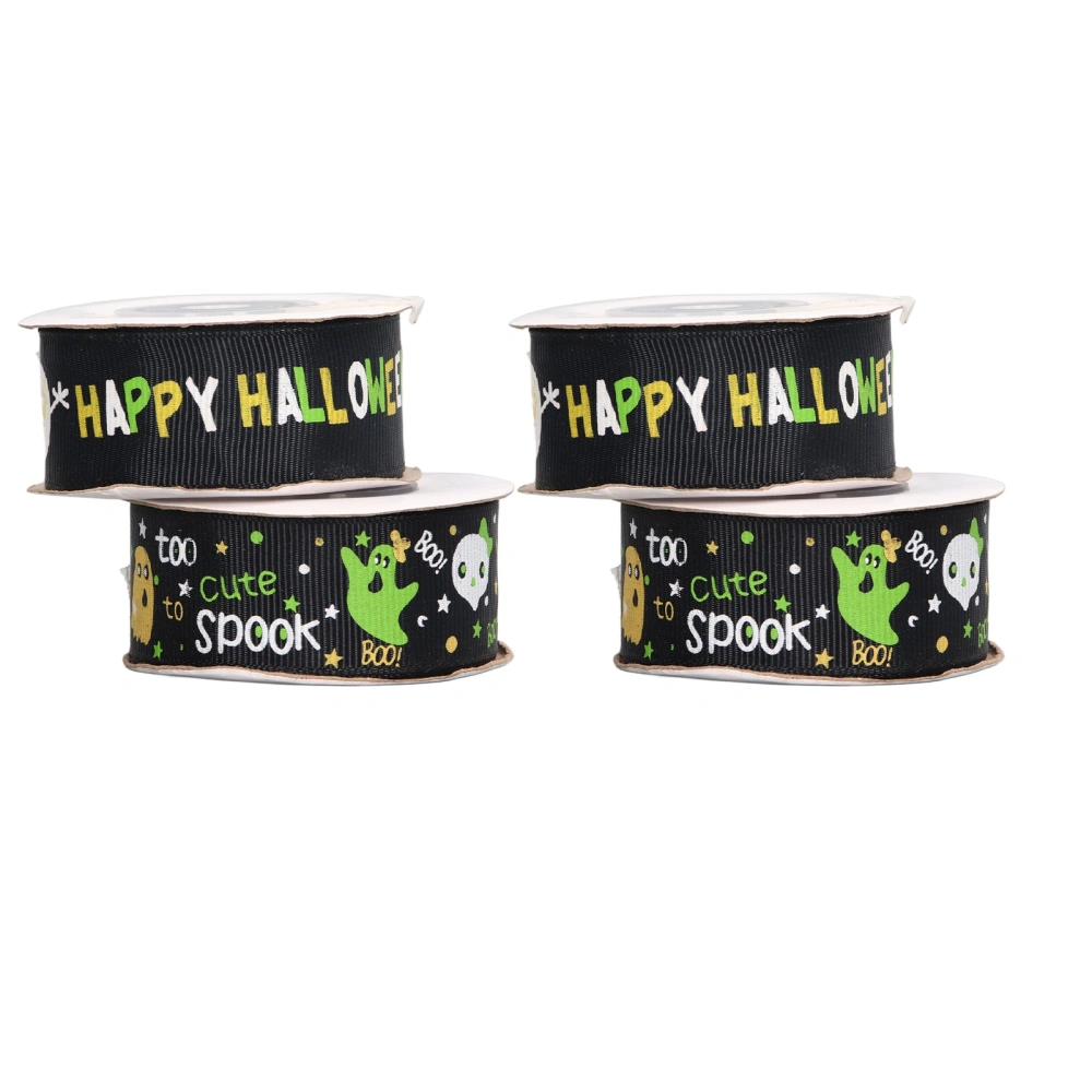 4 Pcs Halloween Ribbon 10 Yards 1 Inch Width Cartoon Pattern Halloween Decorative Ribbon for Party Decoration