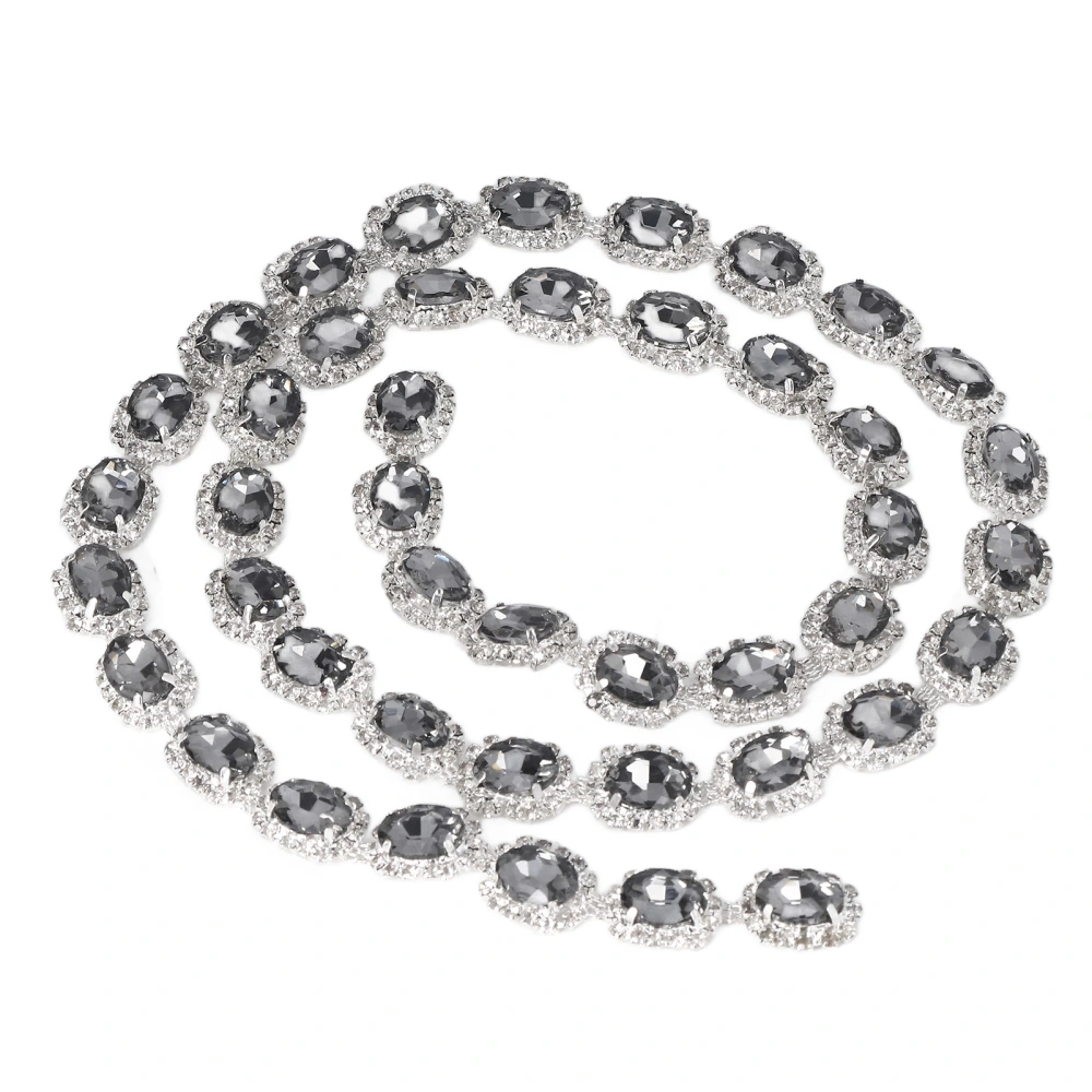 Crystal Rhinestone Chain 1 Yard 1.5cm Wide Transparent Grey Shiny Fashion Crystal Rhinestone Chain DIY Crafts Decoration