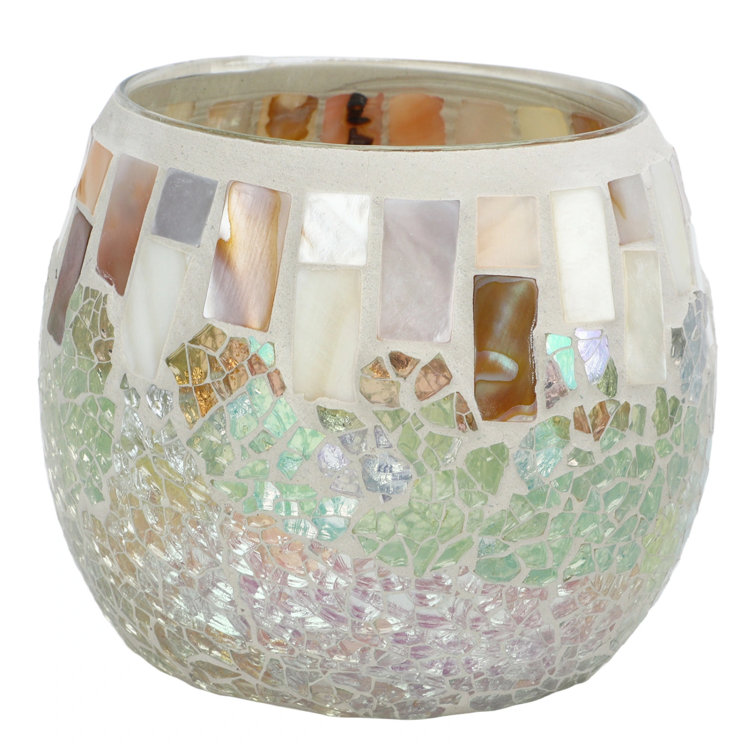 Mosaic Glass Candle Holder Shell Light Color Ball Appearance High Light Transmittance Glass Tealight Candle Holder for Table