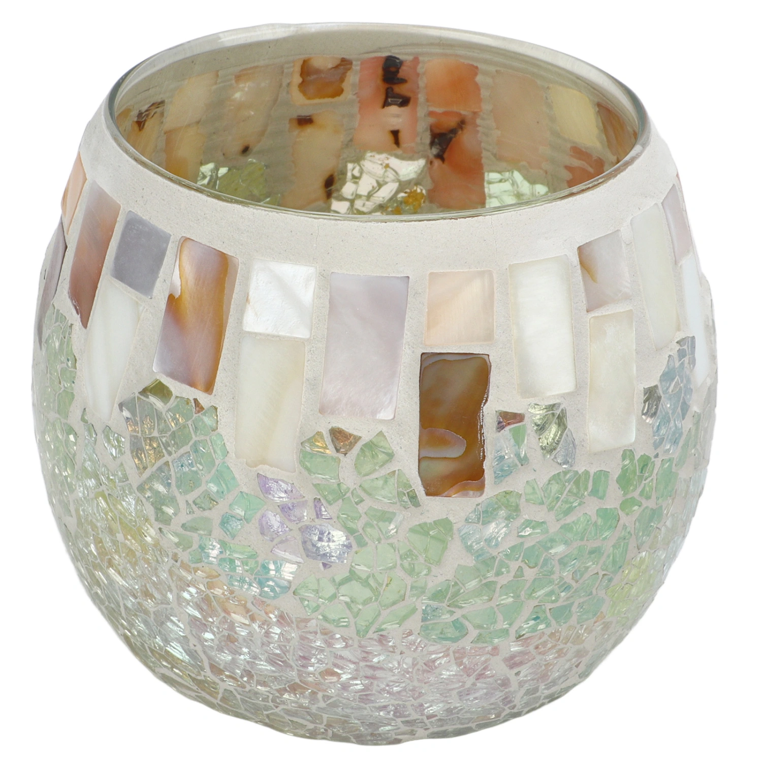 Mosaic Glass Candle Holder Shell Light Color Ball Appearance High Light Transmittance Glass Tealight Candle Holder for Table
