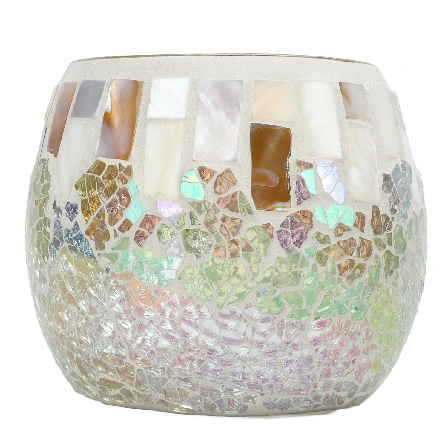 Mosaic Glass Candle Holder Shell Light Color Ball Appearance High Light Transmittance Glass Tealight Candle Holder for Table