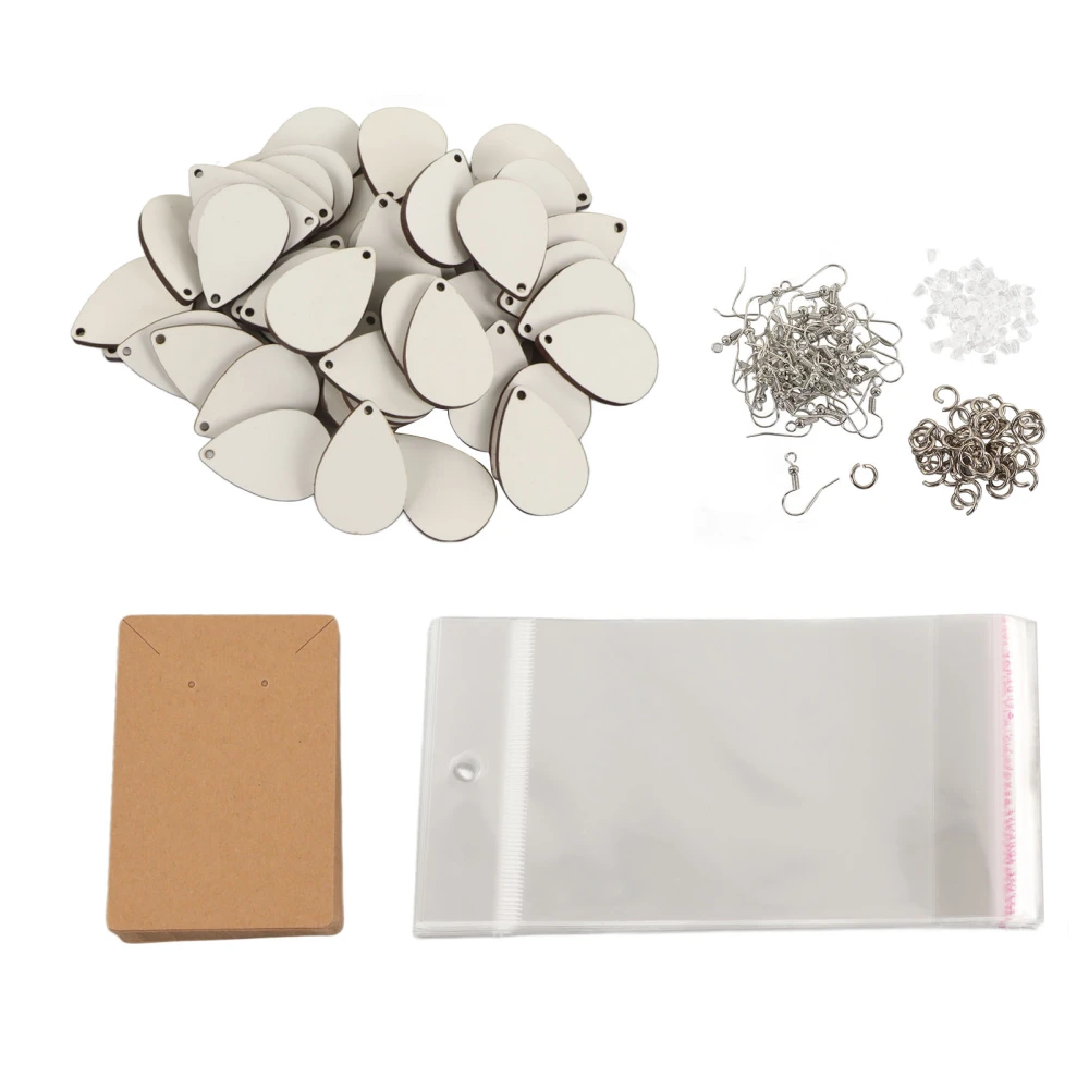 Sublimation Earring Blanks Set 250 Pcs Water Droplets Earring Pendant Ear Hook Cardboard Thermal Transfer Earrings Set