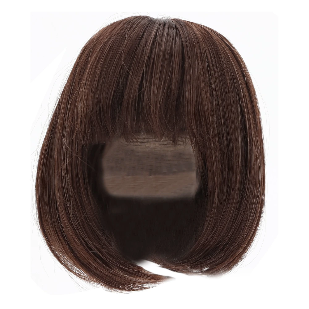 Doll Wig Straight Bang Shoulder Length Short Hair Soft Fiber Easy Cutting for 1/3 BJD Dark Brown