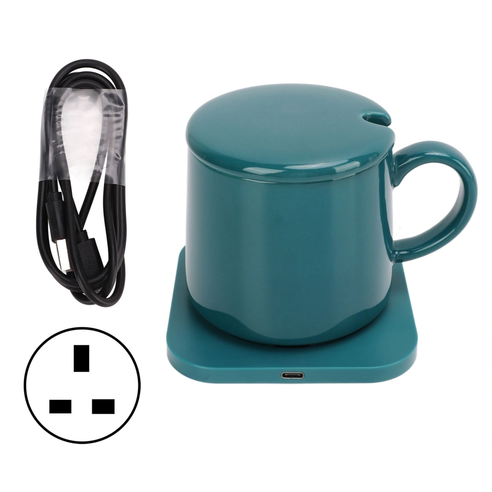 Electric Cup Warmer Charger Green Cup Wireless Phone Charge Waterproof Panel Coffee Cup Warmer for Home Office 100‑240V UK Plug