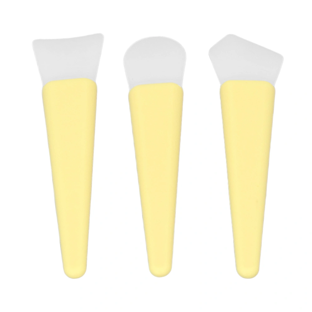 3Pcs Silicone Brush Applicator Kit Soft Repeated Use Lightweight Makeup Silicone Brush for Home Travelling Party Yellow