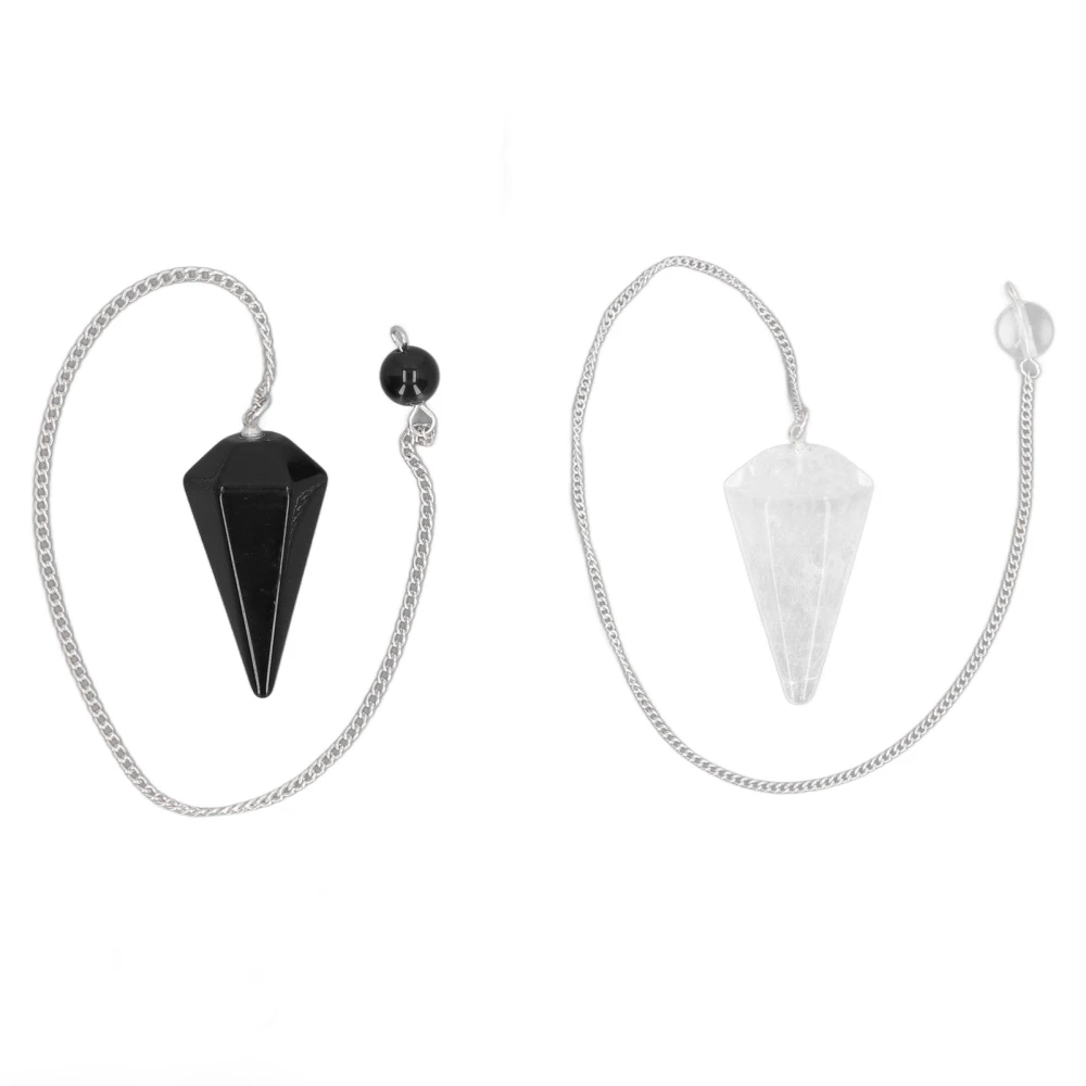 2Pcs Healing Crystal Necklace White Black Natural Crystal Hexagonal Pointed Crystal Necklaces for Meditation Healing