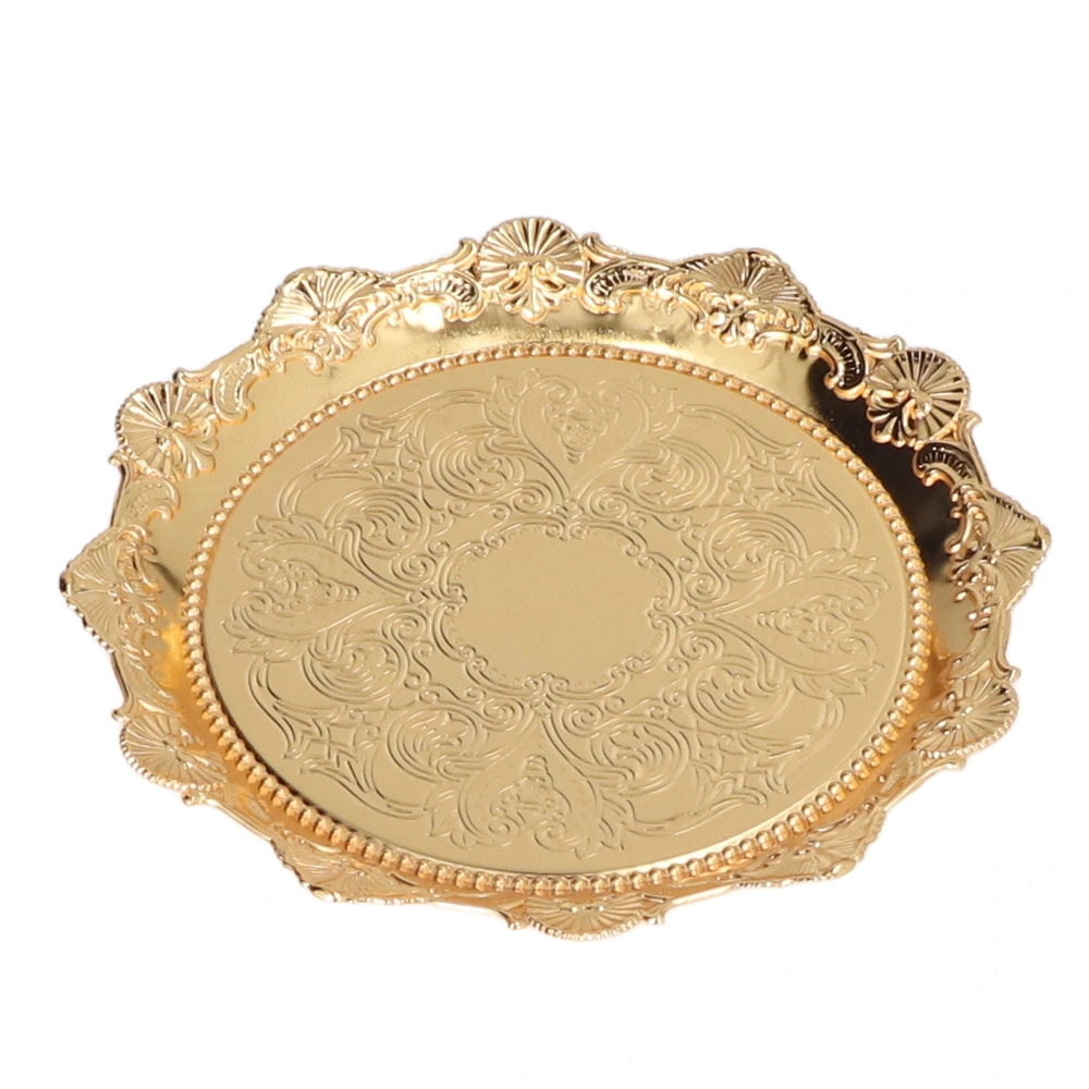 Jewelry Tray Golden Stainless Steel Elegant Shinny Beautiful Round Fruit Plate for Bedroom