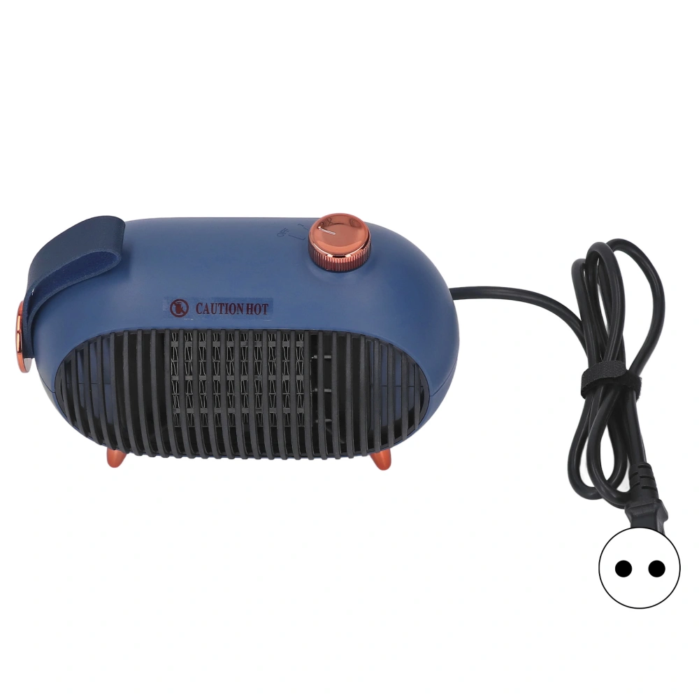 Small Space Heater 3 Level Adjustment 900W PTC Ceramic Fast Heating Mute Desk Heater with Flame Retardant Shell Blue 110‑