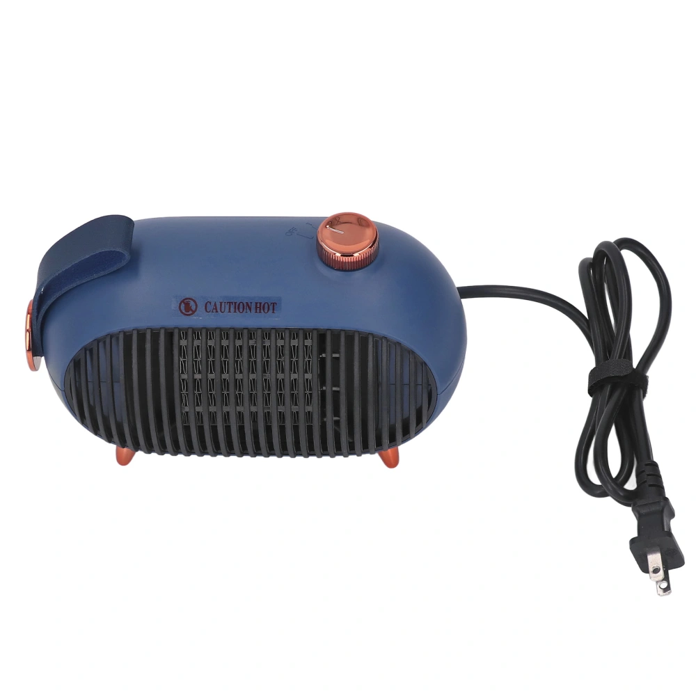 Small Space Heater 3 Level Adjustment 900W PTC Ceramic Fast Heating Mute Desk Heater with Flame Retardant Shell Blue 110‑