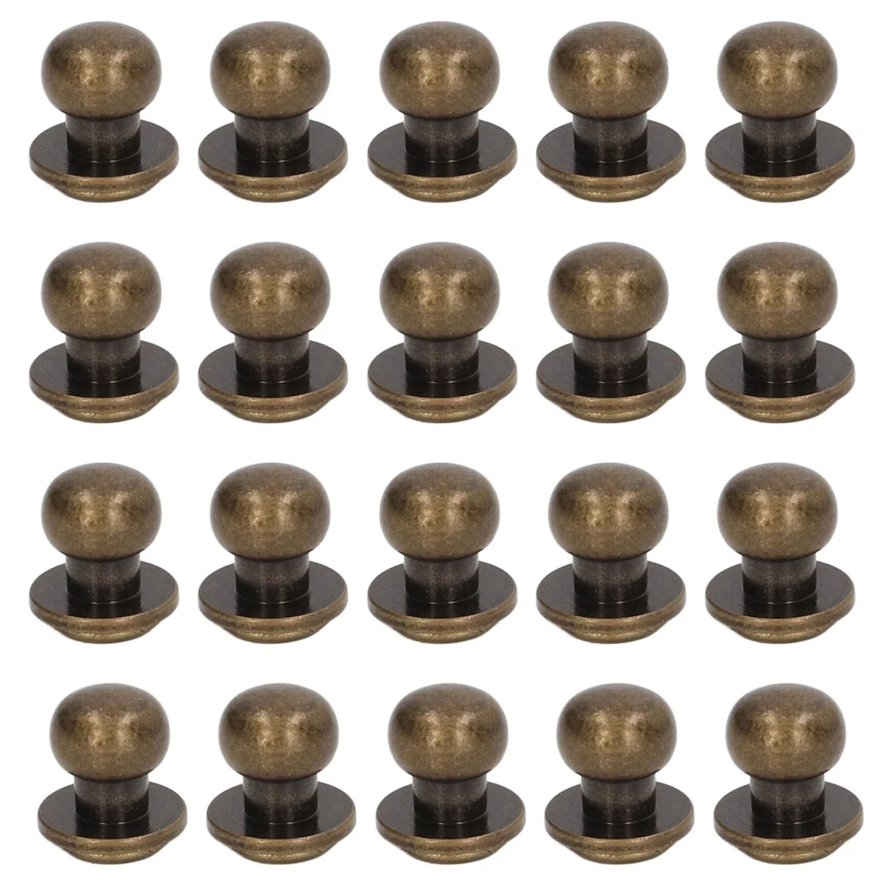 20Pcs Round Button Studs 0.4x0.3in Bronze Color Round Head Punk Style Chicago Screws for Belt Handbag Clothes