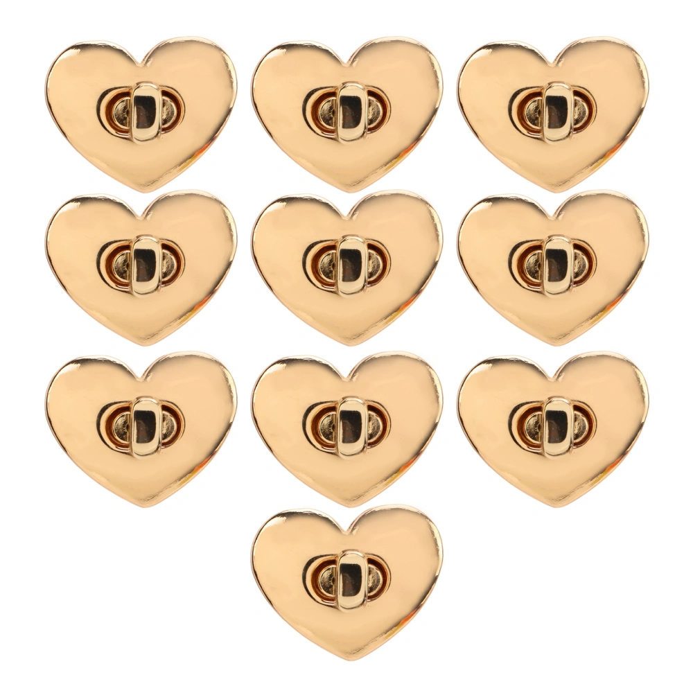 10 Pcs Heart Shaped Turn Locks Fastener Alloy Material Bag Buckle Hardware for Craft Bag Handbag Making