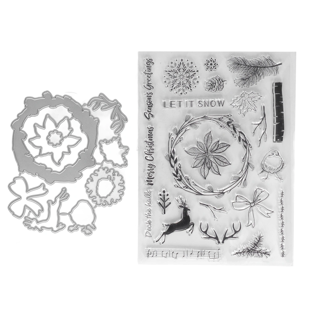 Christmas Deer Snowflake Clear Stamps DIY Transparent Stamps for Photo Albums Diaries Greeting Cards Invitations Envelopes