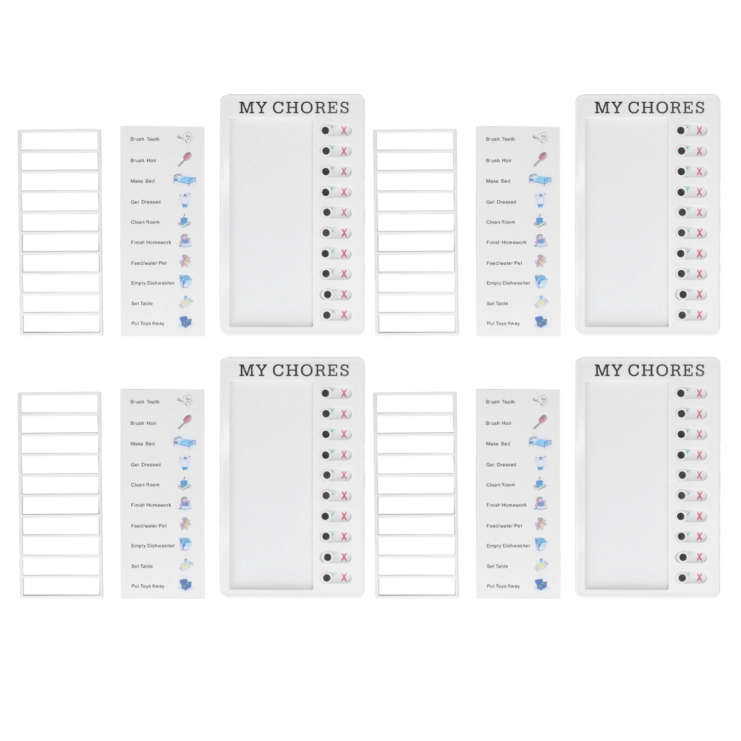 4pcs Checklist Board DIY Production Recyclable Portable Chore Checklist Detachable Chore Chart for DIY Message Travel Plan MYCHORES