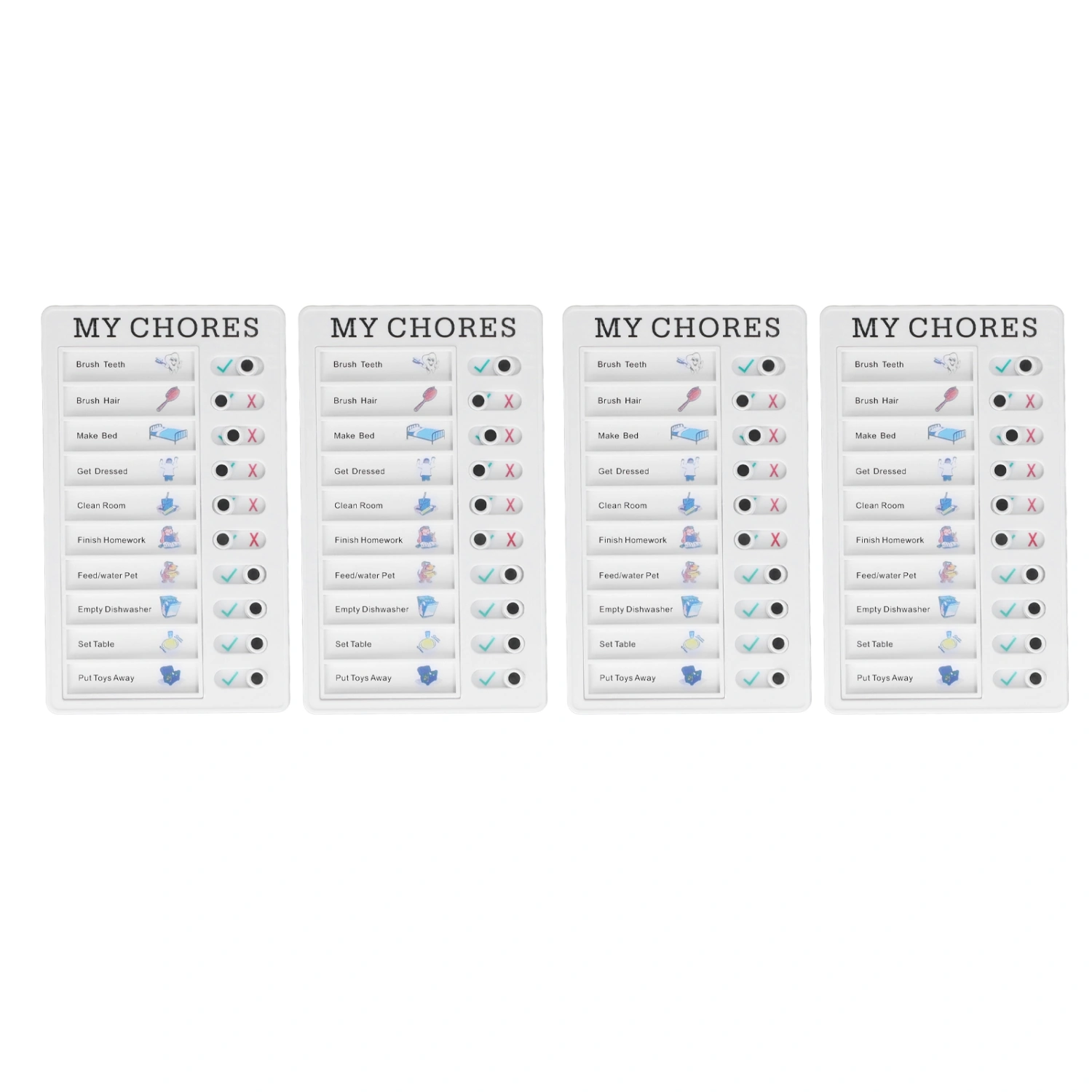 4pcs Checklist Board DIY Production Recyclable Portable Chore Checklist Detachable Chore Chart for DIY Message Travel Plan MYCHORES