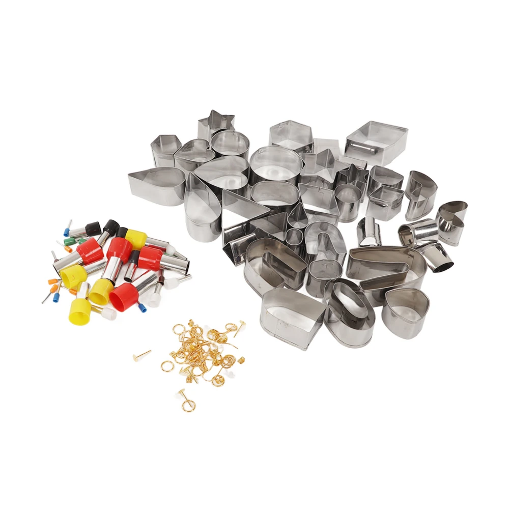 136pcs Polymer Clay Earring Kit with 36 Shape Stainless Steel Clay Cutters 40 Circle Shape Cutters 60 Earrings Accessories