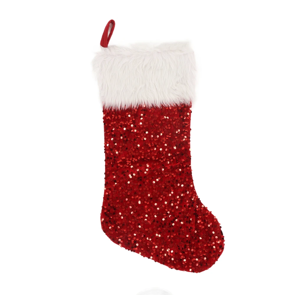 Christmas Stocking Fillable Decorative Hanging Christmas Ornament for Tree Stair Fireplace Red