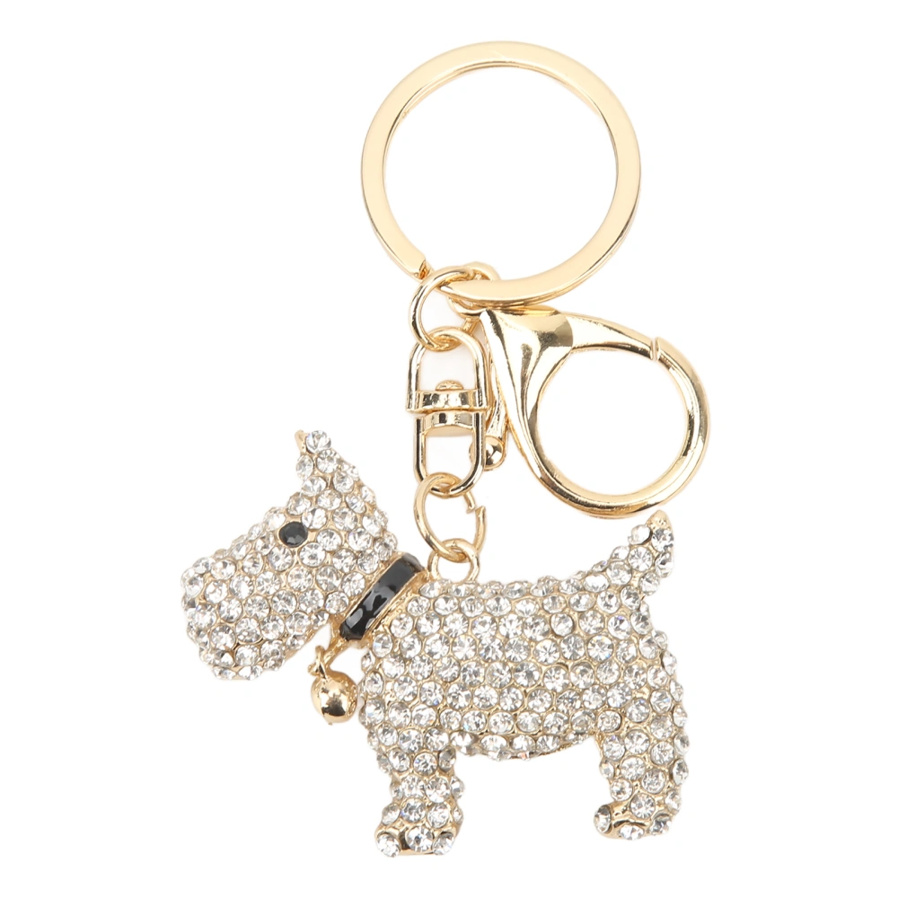 Puppy Keychain Shiny Rhinestone Innovative Cute Hand Made Metal Key Fob for Bags Backpacks Decorative Pendant Gifts