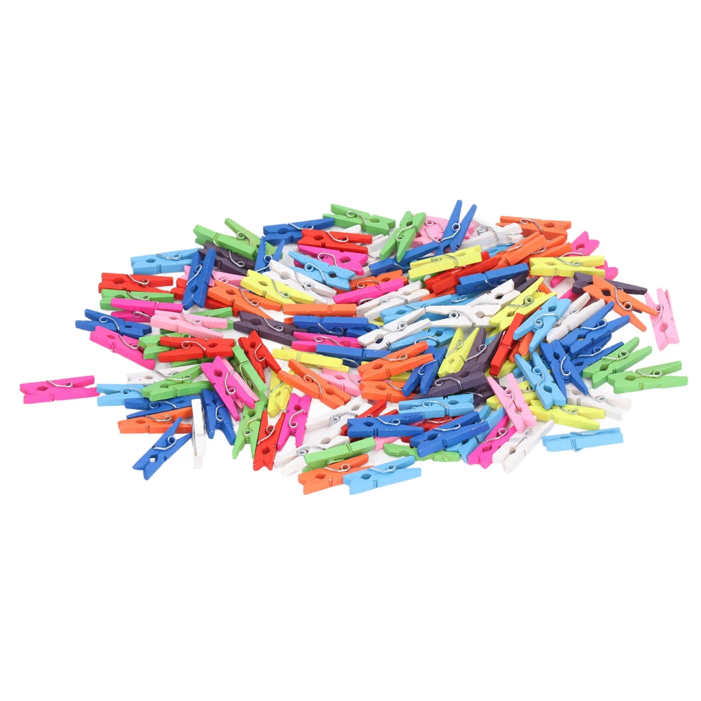 100Pcs Wooden Clothes Pins Mini Size Bright Colors Strong Cottonwood Colored Clothepins for Clothing Picture Crafts