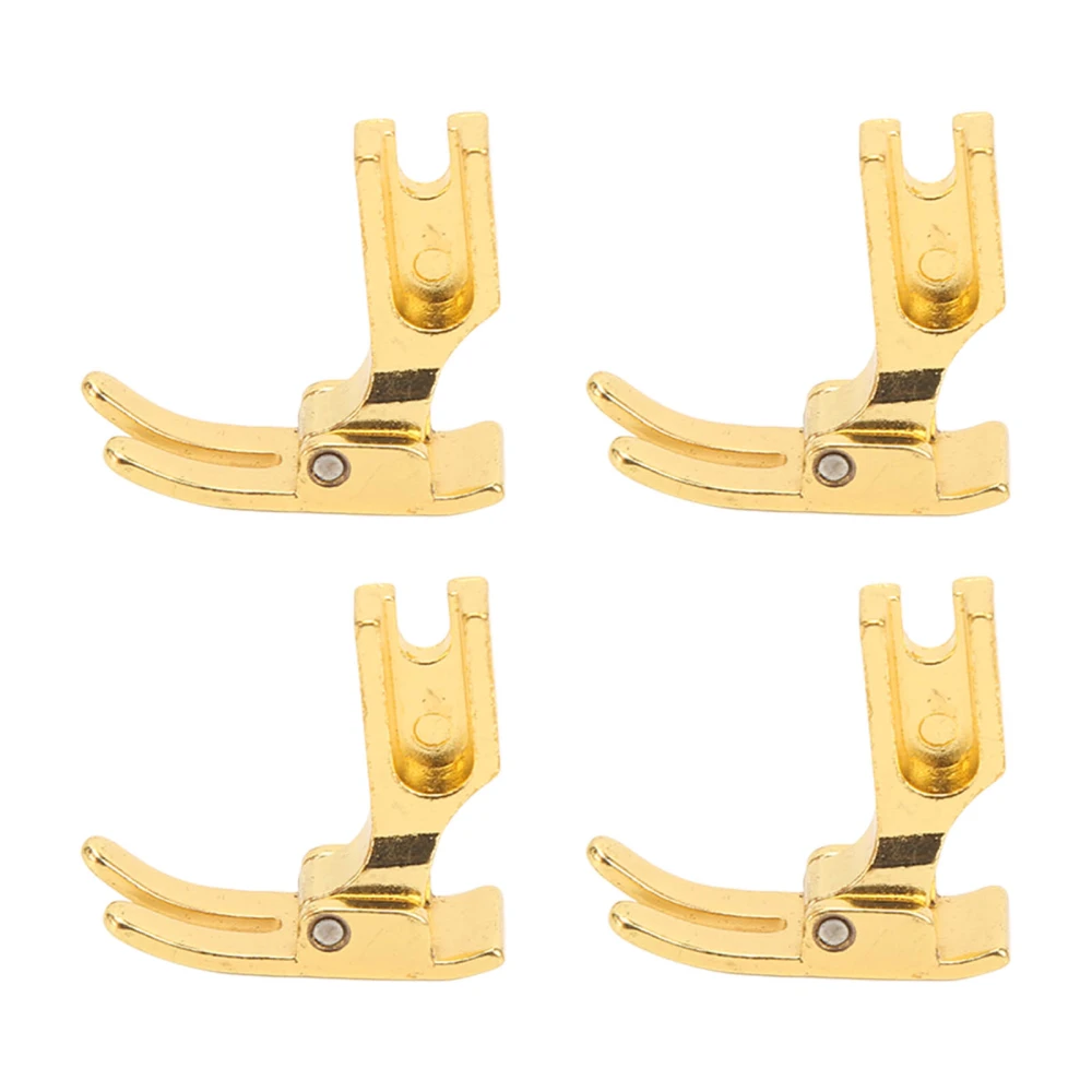 4Pcs Industrial Sewing Machine Presser Foot Stainless Steel Anti Rust Gold Flat Sewing Machine Presser Foot for Household