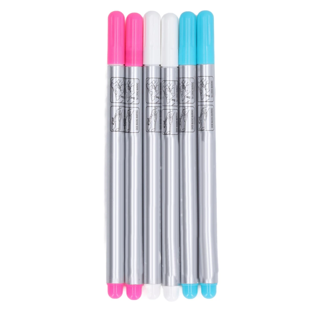 6pcs Embroidery Pen 3 Colors Soft Nib High Temperature Fading Water Soluble Erasable Sewing Measuring Tool