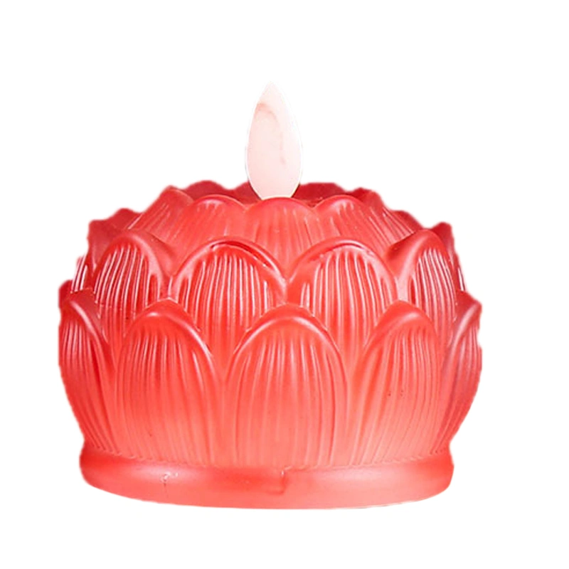 LED Colorful Lotus Lamp Energy Saving Safe Stable Household Buddha Lamp for Temples Buddhist Halls Red