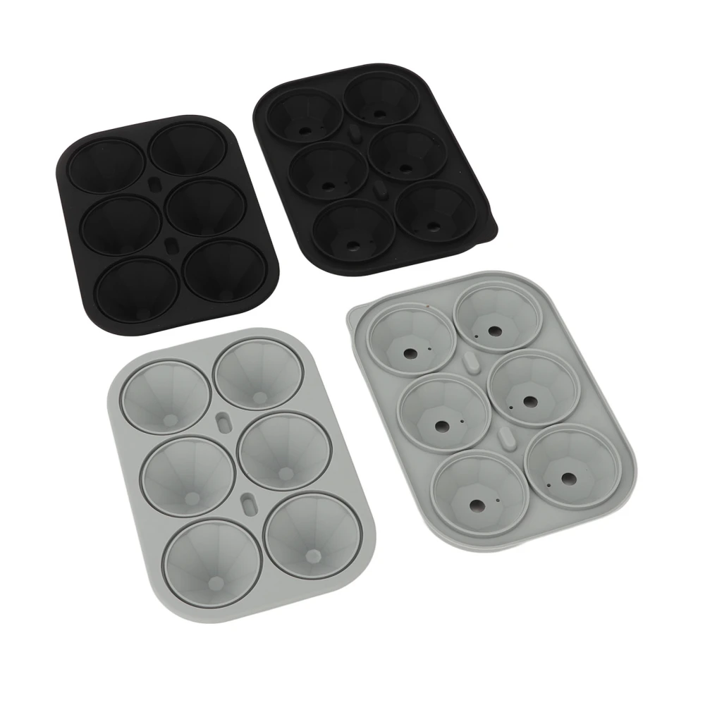 2pcs 30ml Diamond Ice Cube Mold Black Grey Flexible Food Grade Silicone 6 Grid Whiskey Ice Tray Mold with Cover