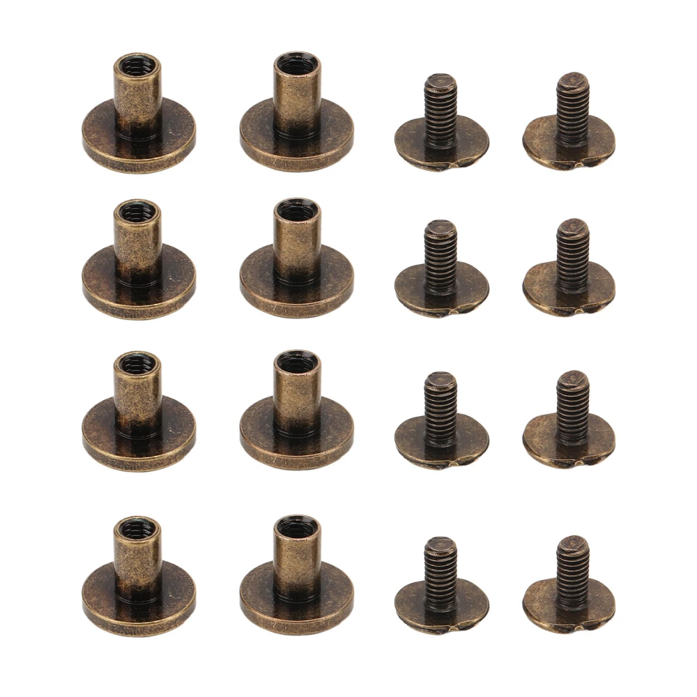 120set Chicago Screws 9.5x8mm DIY Burr Free Brass Curved Appearance Flat Head Electroplating Leather Rivet Tool