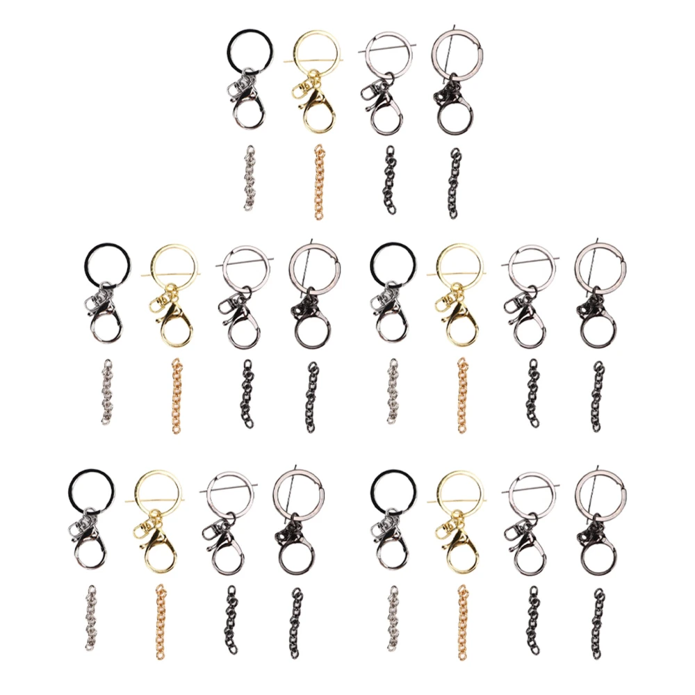 20 Set Lobster Clasp Keyring Zinc Alloy Strong Durable Flexible Widely Used Metal Keychain for Wallet Bag Zipper