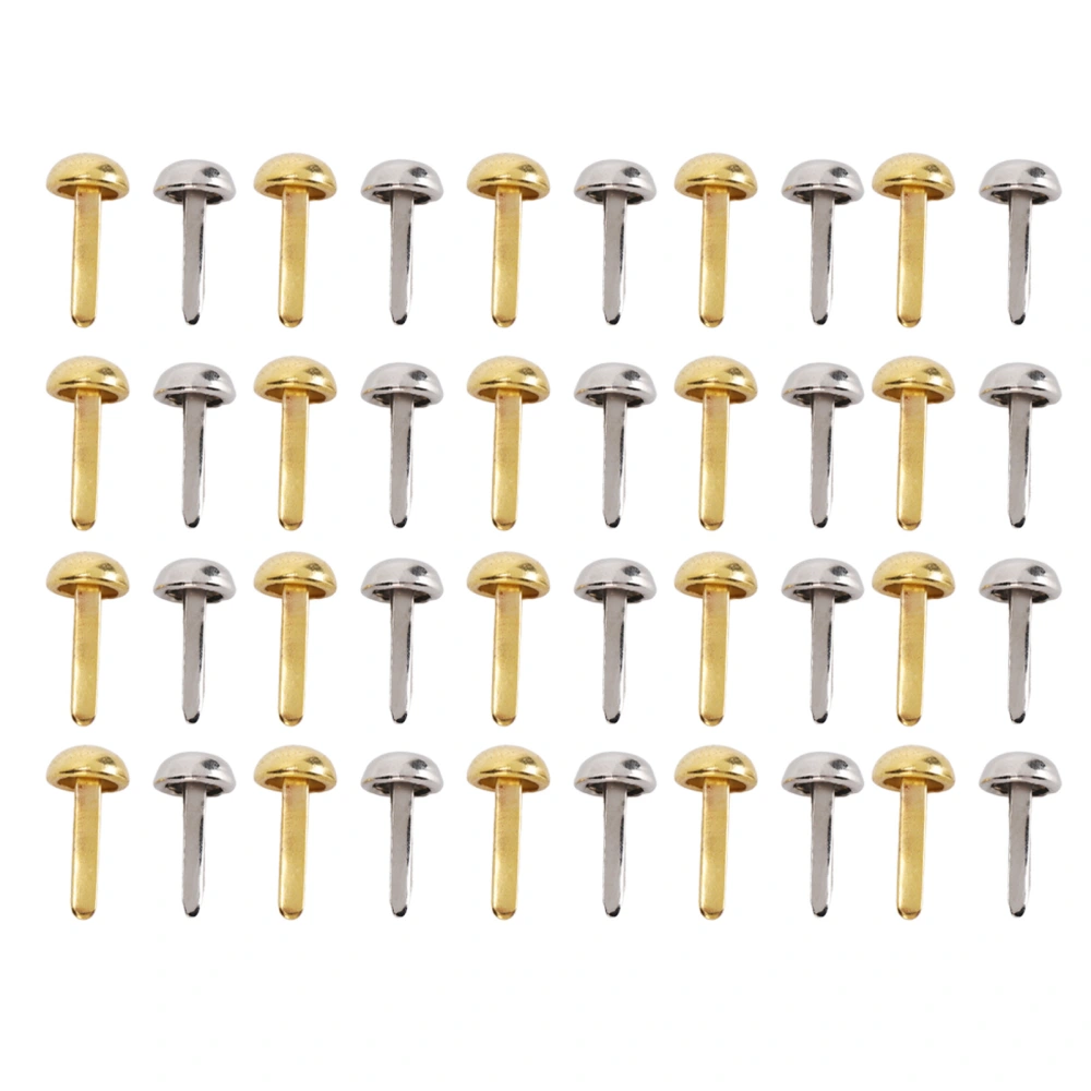 40 Pcs 6mm Mini Brads Gold Silver Electroplating Round Brass Metal Paper Fasteners Brads for DIY Craft Scrapbooking