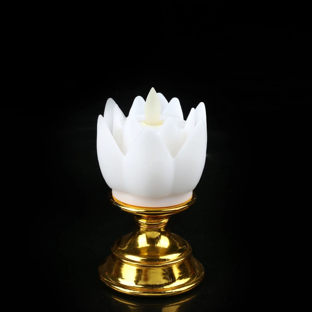 LED Lotus Lamp Simulated Candle Wick Design Soft Natural Light Lotus Flower Light Buddha Lamp Decoration White