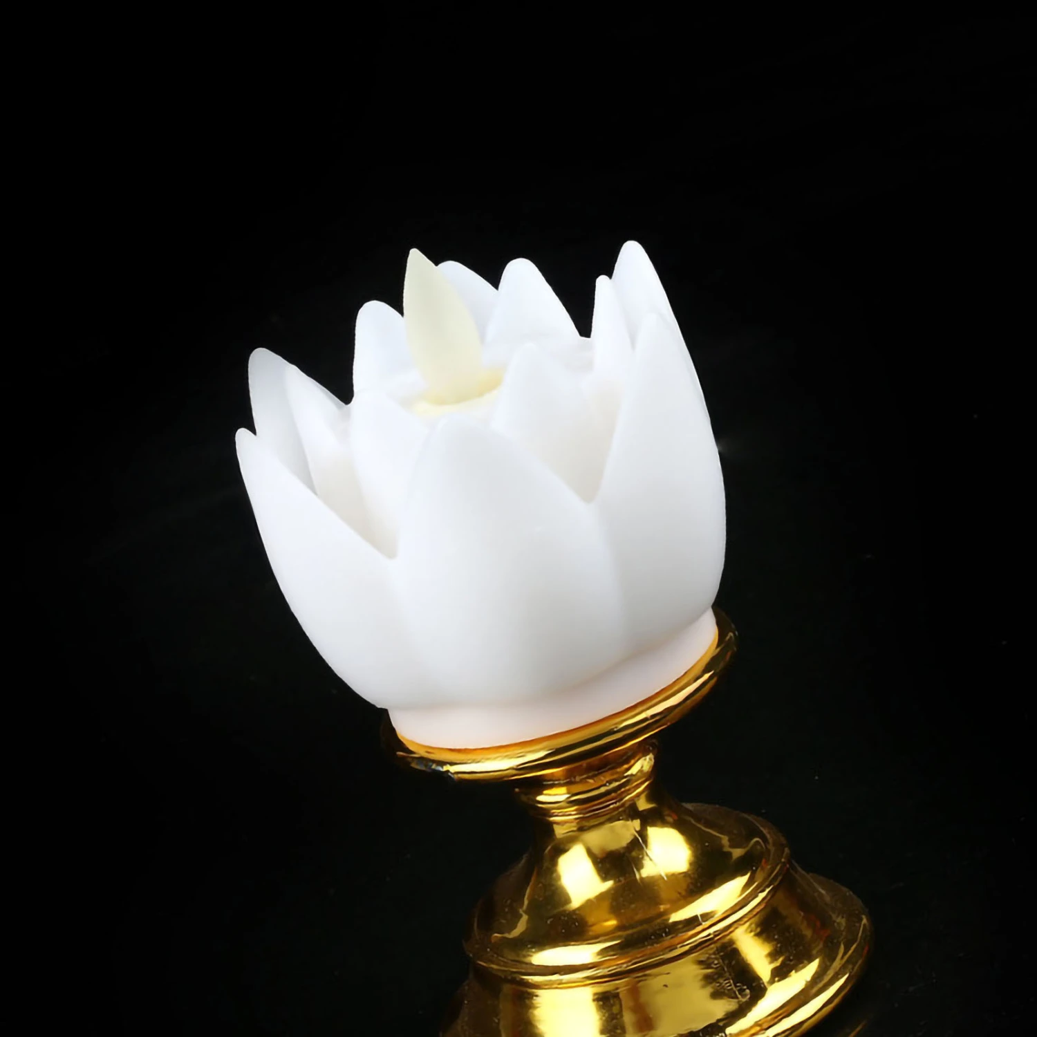 LED Lotus Lamp Simulated Candle Wick Design Soft Natural Light Lotus Flower Light Buddha Lamp Decoration White
