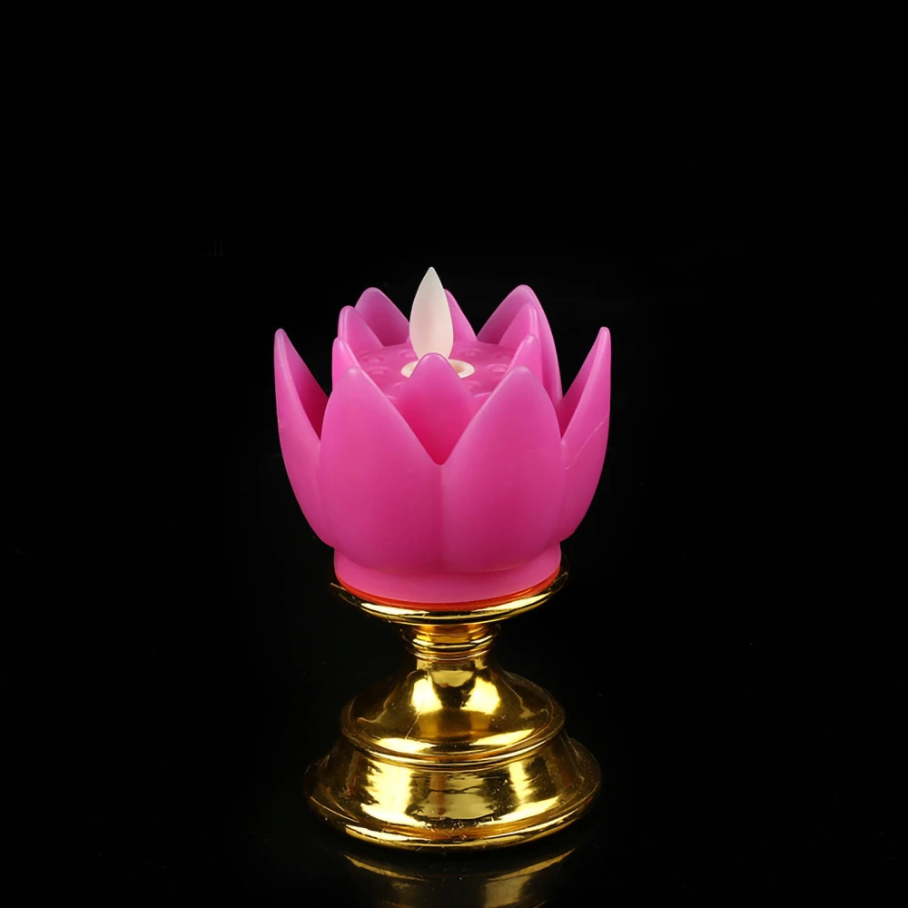 LED Lotus Lamp Simulated Candle Wick Design Soft Natural Light Lotus Flower Light Buddha Lamp Decoration Purple