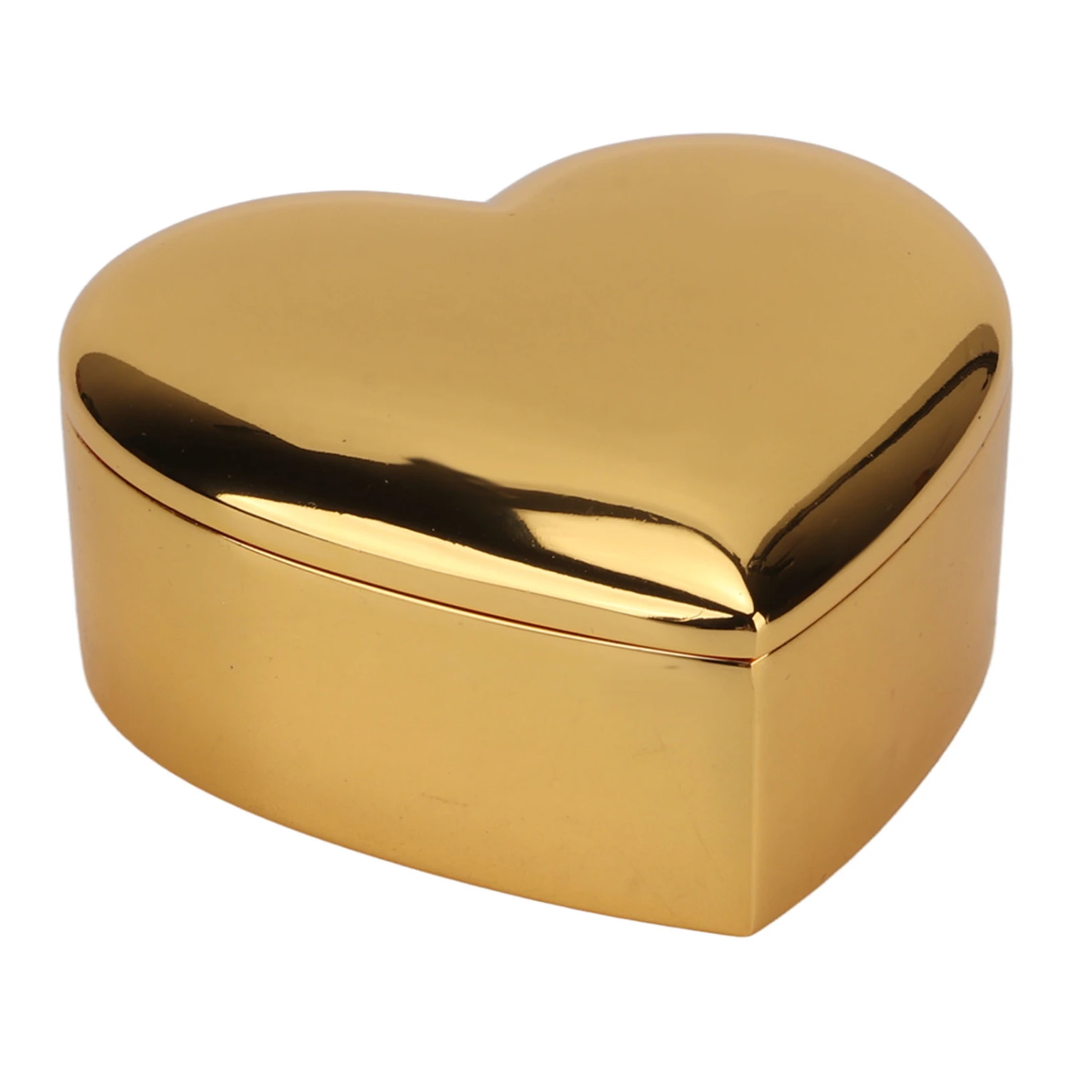 Heart Shaped Jewelry Box Gold Zinc Alloy Metal Polished Finish Velvet Inside Antique Heart Ring Jewelry Organizer for Girls