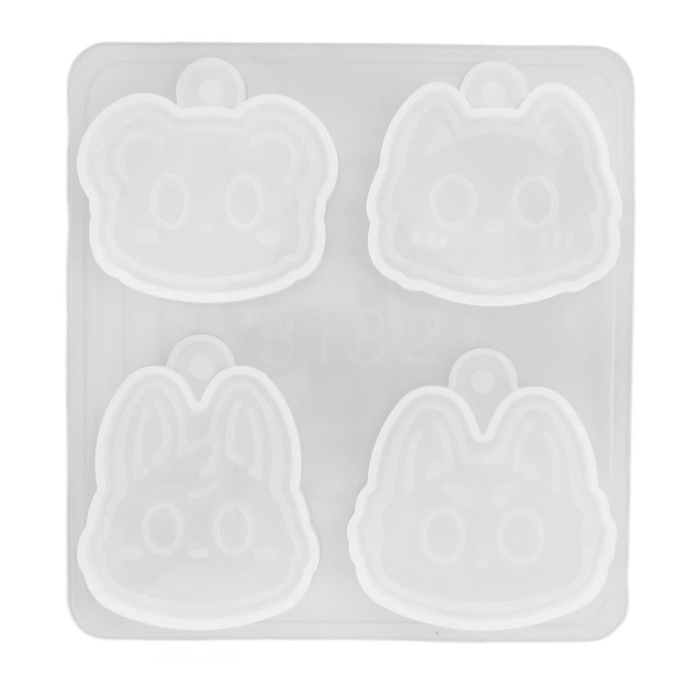 Resin Molds DIY Animal Head 4 Grids Reusable Washable High Transparency Silicone Molds for Crafts Pendant