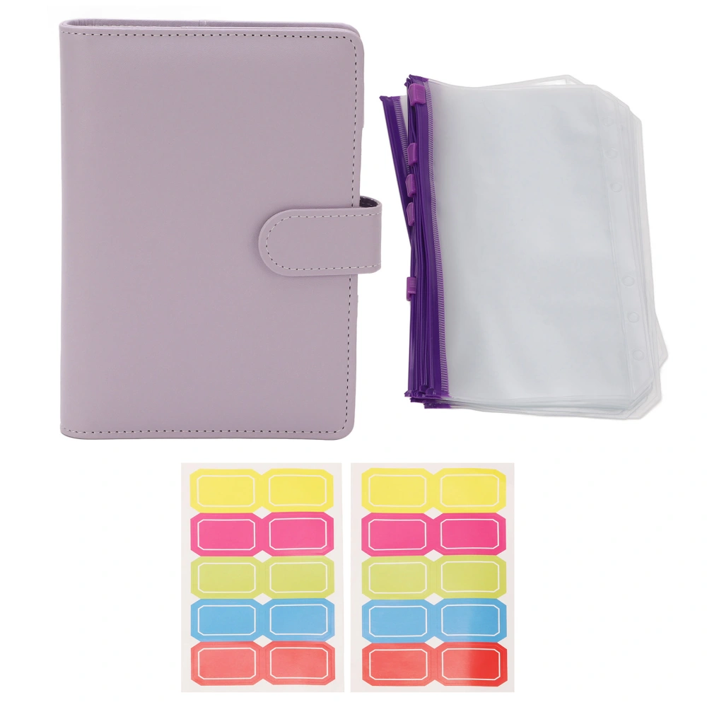 Binder Planner A6 6 Holes PVC PU Leather Sufficient Capacity Loose Leaf Rings Soft Waterproof Portable Binder Notebook Purple