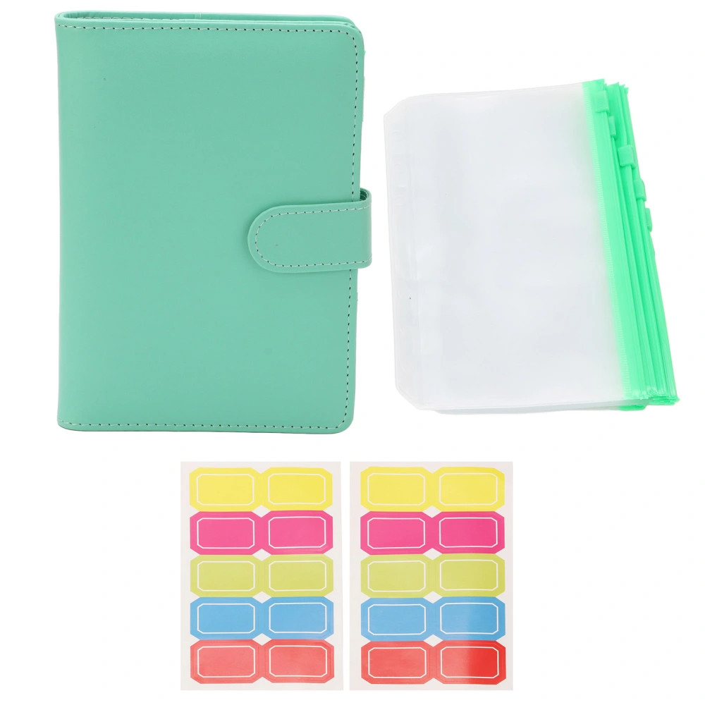 Binder Planner A6 6 Holes PVC PU Leather Sufficient Capacity Loose Leaf Rings Soft Waterproof Portable Binder Notebook Green