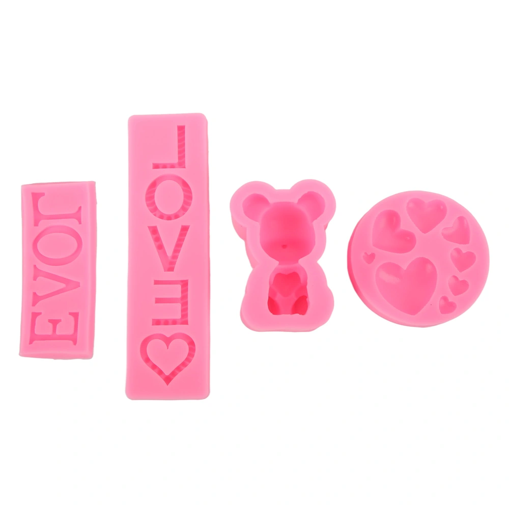 4PCS Silicone Fondant Mould Pink High Temperature Resistant Cupcake Topper Mold for Anniversary Cake