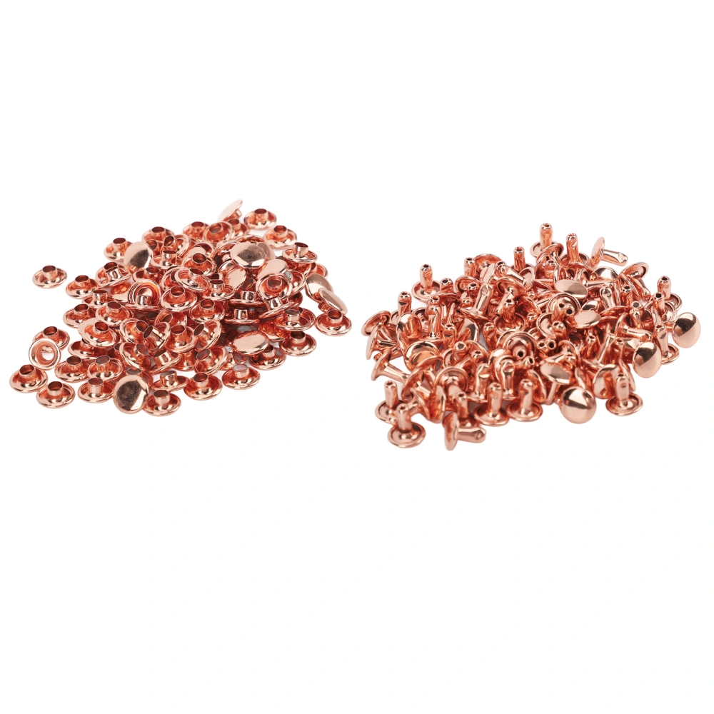 100 Sets Metal Studs Rivets Rose Gold Strong Luster High Hardness Metal Leather Rivets for DIY Leather Crafts Belts 8x8mm