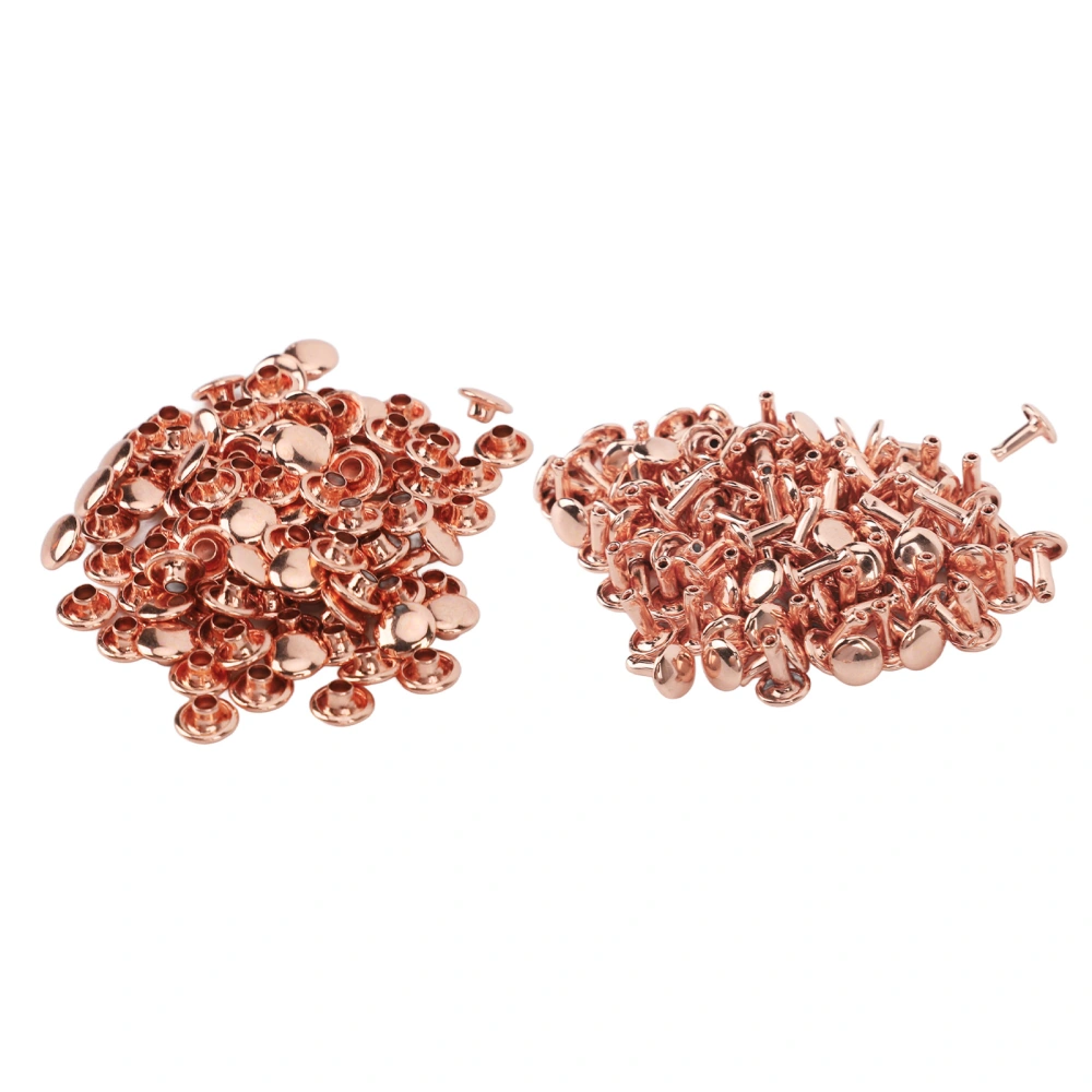 100 Sets Metal Studs Rivets Rose Gold Strong Luster High Hardness Metal Leather Rivets for DIY Leather Crafts Belts 7x8mm