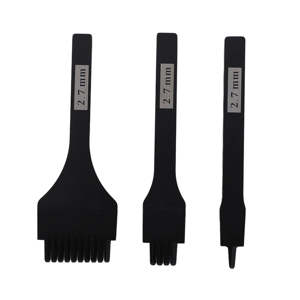 3Pcs Leather Prong Chisel 2.7mm Black Glossy Handle Prong Chisel Leather Punch Tool for DIY Leather Craft