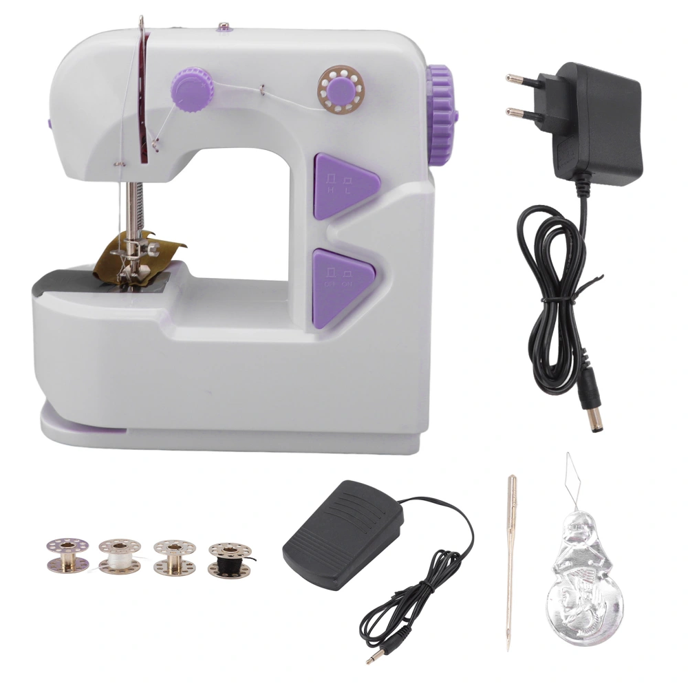 Mini Sewing Machine Portable Home Electric Micro Mini Desktop Sewing Machine 100‑240V for Small Projects Quick Repairs EU Plug