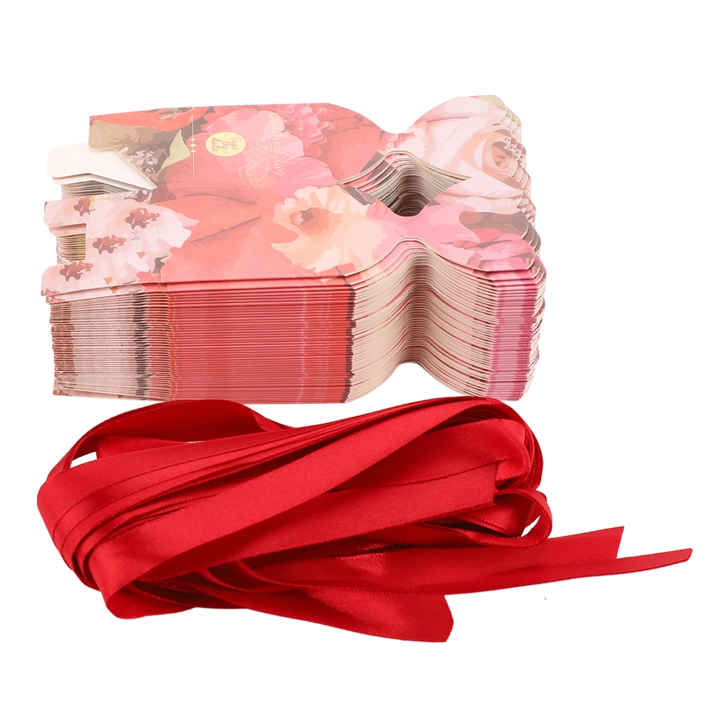 50 Set Wedding Favor Boxes Floral Pattern Retro Style Easy Assemble Candy Boxes Party Favors with Rope DIY Gift Box Red HM2251303